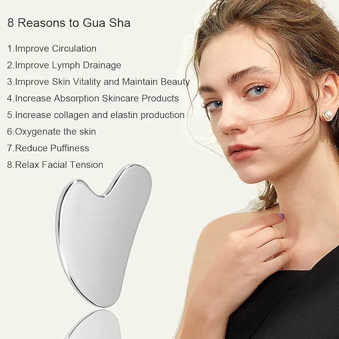 Ditind Gua Sha, Gua Sha Facial Tools, Stainless Steel Guasha Tool for Facial and Body SPA, Guasha Massage for Toxins Prevents Wrinkles and Body SPA Acupuncture Therapy