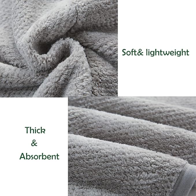 2 Pack Hair Towel Wrap,Absobent Hair Drying Towel with Buttons, Microfiber Hair Towel Wrap to Dry Hair Quickly (Beige&Gray)