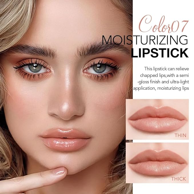 QIDSTERS Tinted Lip Balm Moisturizing Lipstick, Nude Pink Hydrating Lipstick for Women, 24 Hour Long Lasting Moisturization Lip Gloss Stain Makeup, Lightweight Non Greasy Moisturizer Lips, 07