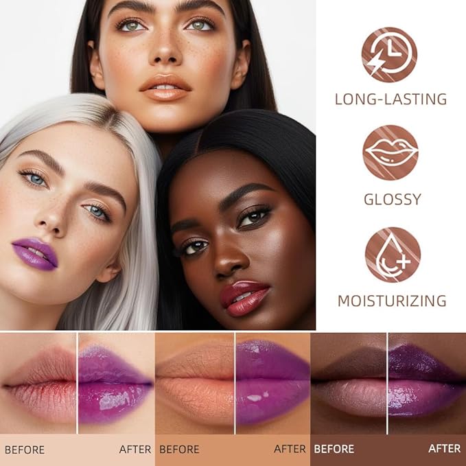 evpct Nourishing Moisturizing Tinted Lip Balm for A Sheer Tint of Color, Softens Smooths Hydrates Moisturizes Lightweight, Lip Care Gloss Plumper Stain for Women Dry & Chapped Lips, 08# GRAPE