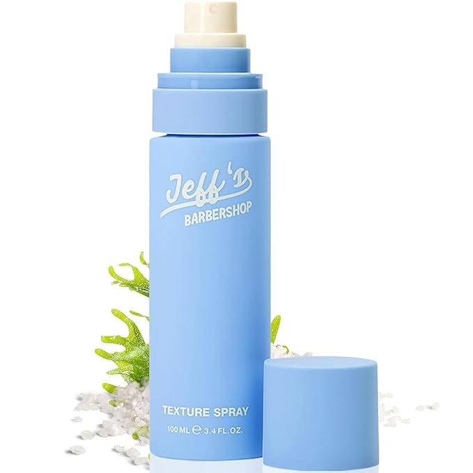 Jeff's Barbershop Sea Salt Texture Hair Spray, Sandalwood - Texturizing & Thickening Volumizer for Men & Women - Light Hold, Textured Finish for Body, Volume & Waves (3.4 fl oz/100ml)
