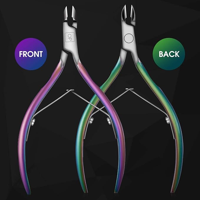 Cuticle Trimmer Cuticle Nippers Clippers Stainless Steel Hangnail Remover Extremely Sharp Cutter Pedicure Manicure Tool, opove X7 Rainbow Gradient