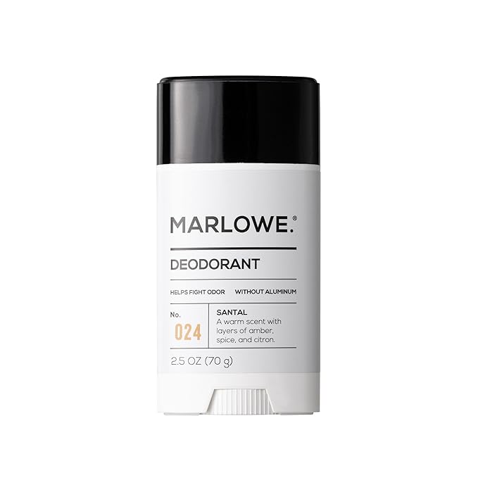 MARLOWE. No. 024 Deodorant 2.5 oz, Jojoba Esters, Coconut Oil, Shea Butter & Tapioca Starch for Odor Protection, Formulated without Aluminum & Baking Soda, Warm & Spicy Santal Scent
