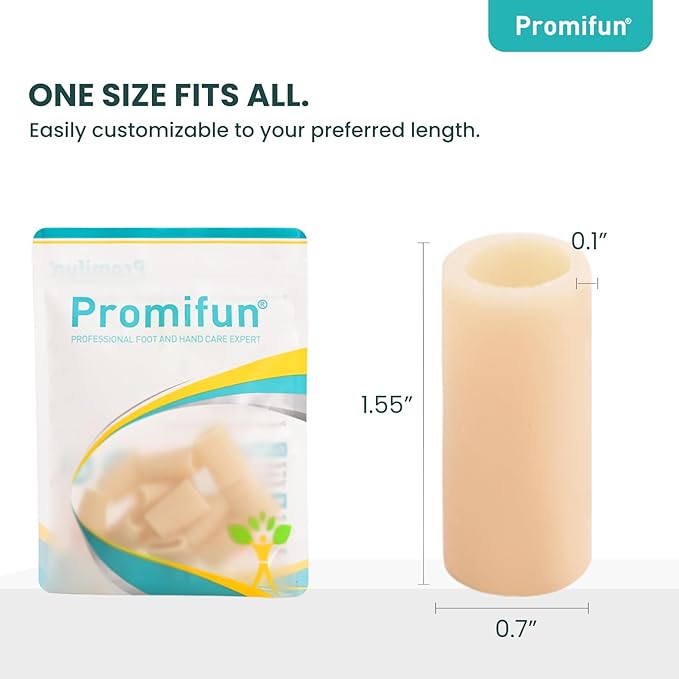 Silicone Toe Protectors – 12 Pack Silicone Toe Sleeve for Hammer Toes, Corns, Calluses, Blisters – Soft Gel Toe Tube Pads for Pain Relief(Beige)