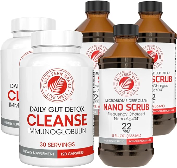 Silver Fern Brand Ultimate Clean-Up Kit - Moderate to Severe Issues - Cleanse Capsules & Nano Scrub Liquid, I Kit, 30 Day Supply, No Gluten, No Dairy, Made in USA