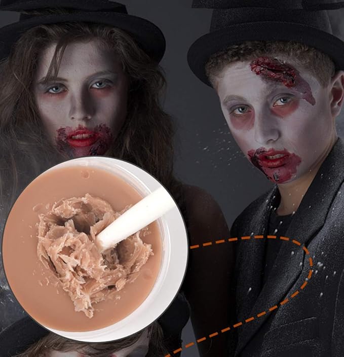 MEICOLY SFX Makeup Kit Scars Wax,Fake Blood Spray(2.1Oz) Halloween Special Effects Wound Wax(1.67Oz) with Spatula,Stipple Sponge,Coagulated Blood Gel(1.06Oz),5ml Castor Sealer,Scary Clown Makeup 01