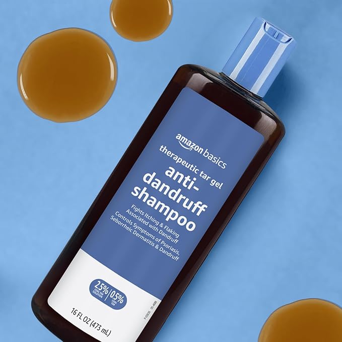 Amazon Basics Therapeutic Plus Coal Tar Anti-Dandruff Shampoo 0.5%, 16 Fl Oz, Pack of 1