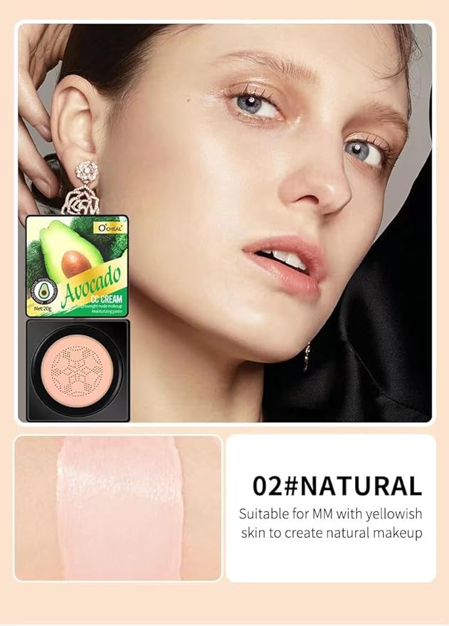 O'CHEAL Mushroom Head Air Cushion BB Cream Foundation Cream for Face Makeup Concealer Cushion for Face Comestics Make Up Cushion Compact Ivory