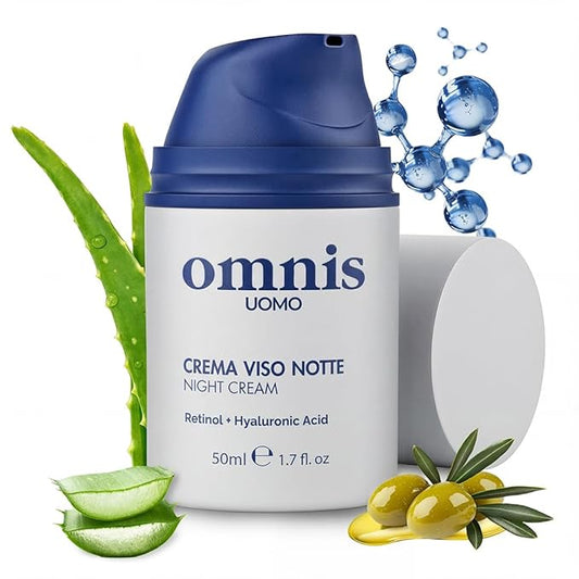 Omnis Uomo Face Cream – Moisturizer with Retinol and Hyaluronic Acid, Refreshing Effect, Reduces Wrinkles and Dark Spots, Improves Skin Elasticity and Radiance