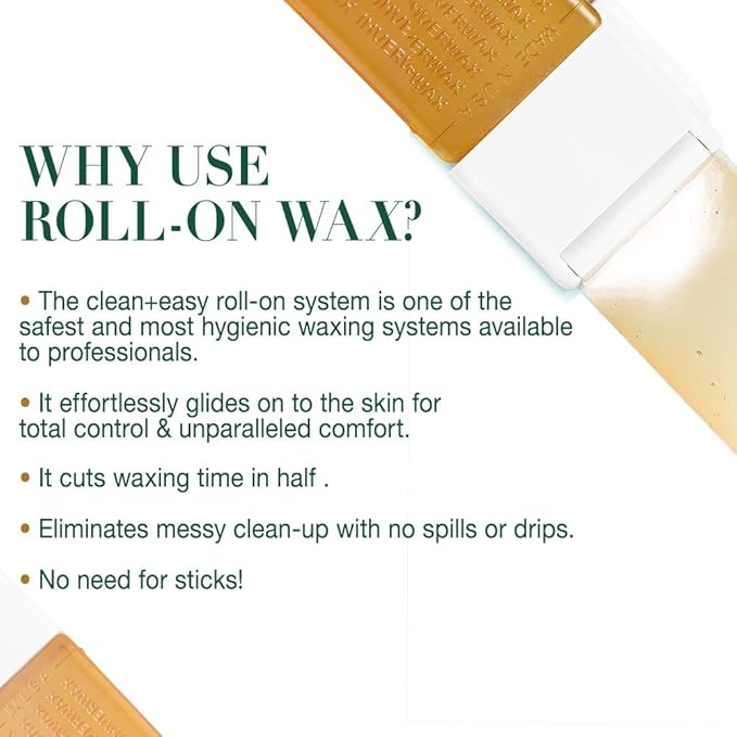 Clean + Easy Original Roll On Wax – Large Soft Wax Refill Cartridge for Smooth Hair Removal on Legs, Arms & Body, 3 Pack
