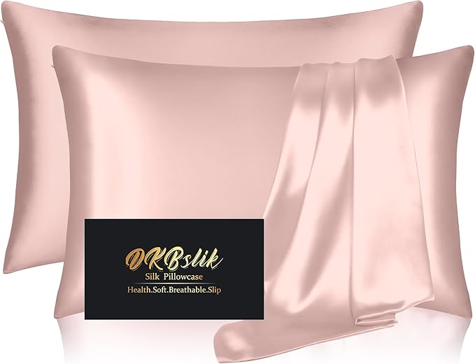 Silk Pillowcase 2 Pack, Natural Mulberry Silk Pillow Case, Anti Acne Silk Pillowcase for Hair and Skin, King Size Silk Satin Pillowcase Set of 2 with Hidden Zipper, Gifts for Women Men, Coral
