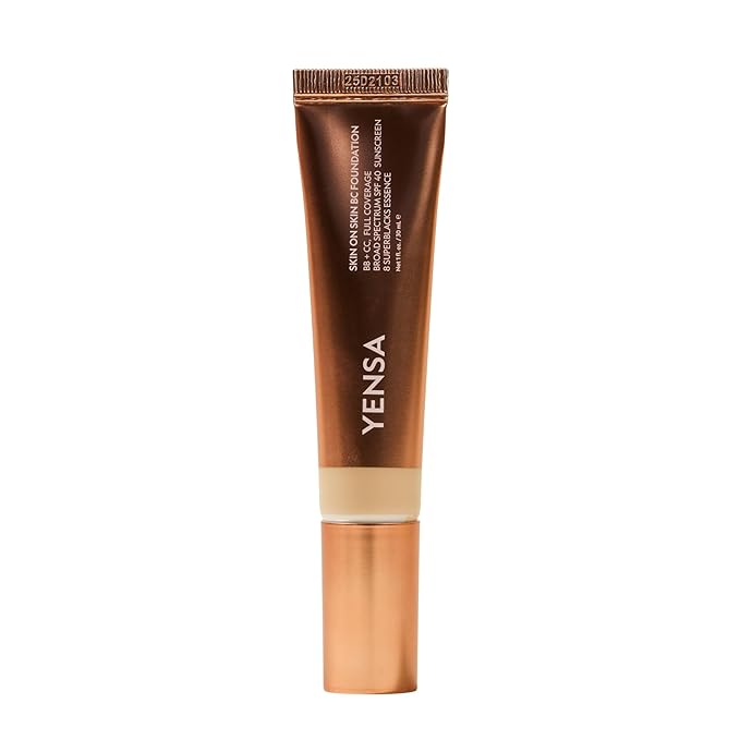 YENSA Skin on Skin BC Foundation Makeup - CC, BB Cream & Full Coverage Foundation-In-One - Buildable, Radiant Finish with SPF 40, Hyaluronic Acid, Peptides & 8 SuperBlacks - Light Neutral (1 oz)