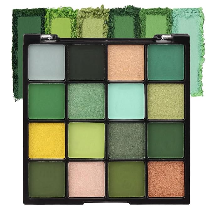 AMY'S DIARY Green Eyeshadow Palette - Forest Green, Yellow 16 Colors Matte & Glitter Eyeshadow - Long Lasting, Colorful Eye Shadow Platte for Christmas, Women & Girls
