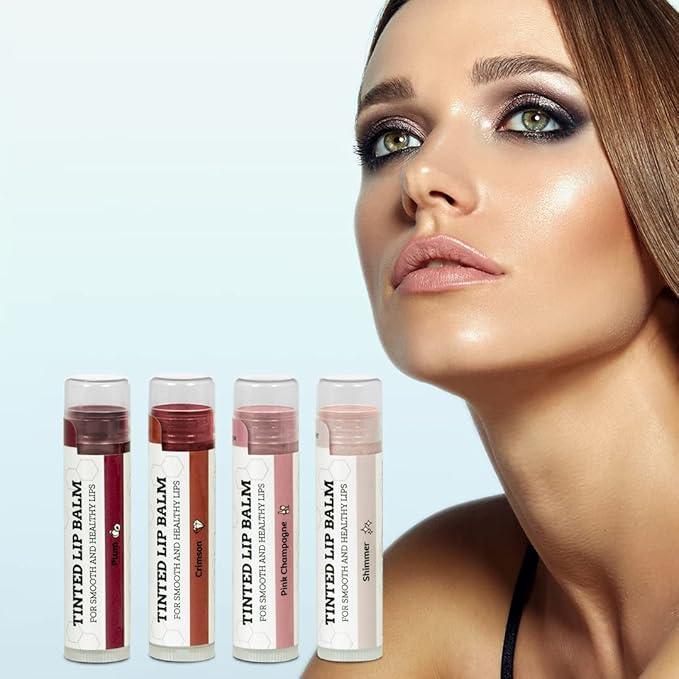 Earth's Daughter Tinted Lip Balm 4 Pack of Assorted Colors - Beeswax, Coconut Oil, Cocoa Butter, Vitamin E - Moisturize and Beautify - Paraben Free