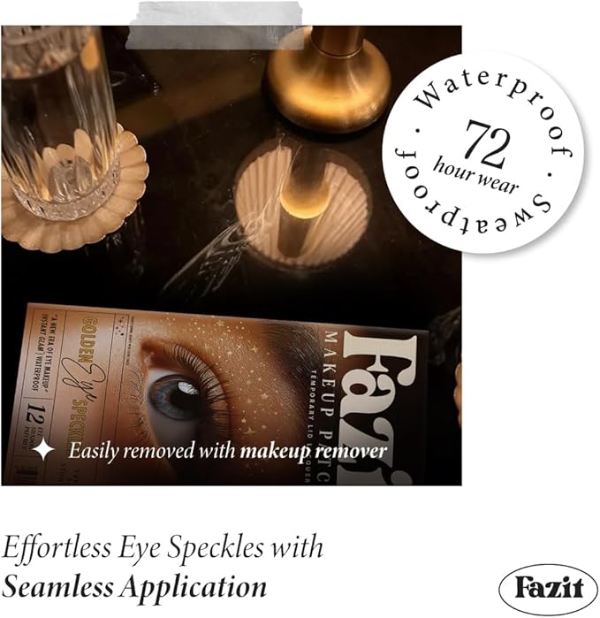 Fazit Makeup Patches - Golden Eye Speckles - Glow Up Make-Up Patches - Cute Glitter Makeup Accessories for Women - Cosmetic Glitter for Face