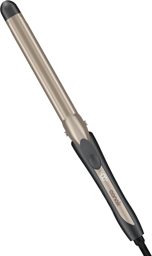 INFINITI PRO CONAIR Tourmaline Ceramic Long Barrel 1-Inch XL Curling Iron, 1-Inch Extra Long Barrel Produces Classic Curls, Hair Curler for Use on Short, Medium, and Long Hair, Champagne/Charcoal Grey