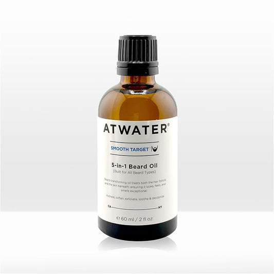 ATWATER Smooth Target 5-in-1 Beard Oil, Men's Beard Conditioner with Argan Oil and Lavender, Hydrates and Softens Facial Hair - 2 oz
