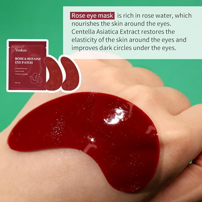 Yeokoe Under Eye Patches For Puffy Eyes and Dark Circles Wrinkle,30 Pairs Face Masks SkinCare With Retinol Serum,Aloe Vera,Rose Betaine