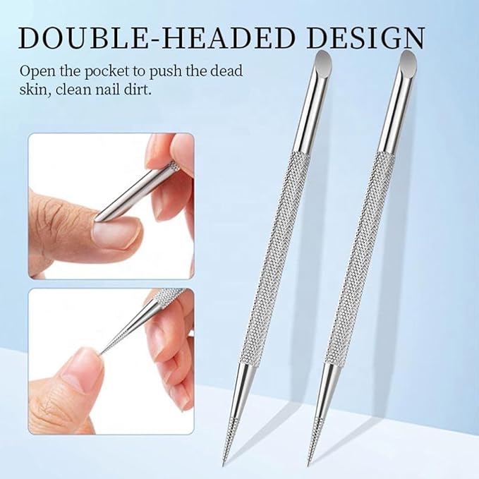 4 Pcs Nail Cleaning Cuticle Stick， Stainless Steel Cuticle Pusher Tool， Remover Dead Skin Polish Peeler Cutter，Professional Pedicure Nail Art Care Portable Nails Cleaner for Fingernails Manicure