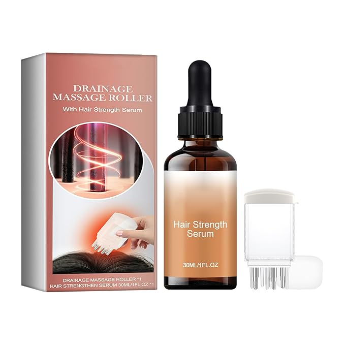 Hair Oil + Scalp Massage Roller Set, Hair Care Oil with Castor Oil and Mineral Oil, Hair Strength Serum Oil for Dry, Damaged & Split Ends, 30ML (1Fl Oz)