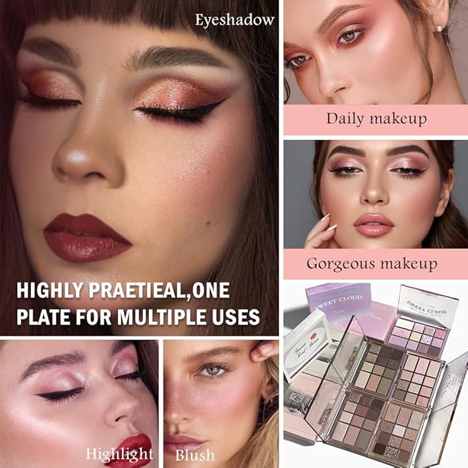 SUAKE Nude Pink Eyeshadow Palette, Matte & Shimmer, High Pigmented 12 Colors Brown Purple Eye Shadow Primers for Eye Makeup, Korean Powder Palet de sombras de ojos (04# Red Bean)