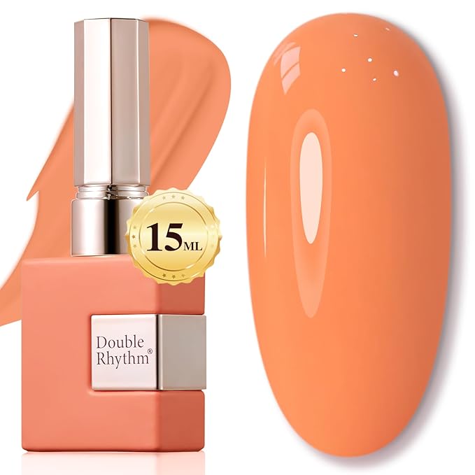 Double Rhythm 15ML Gel Polish Pure Sheer Same Color Same Bottle Soak Off Gel Polish Nail Art Manicure Salon DIY at Home for Women (Milky Orange-A1394)