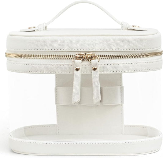 Popvibe Clear Makeup Bag Travel Cosmetic Case Transparent Toiletry Bag with Zipper, Portable Make Up Organizer Traveling Compact Car Bag for Essentials