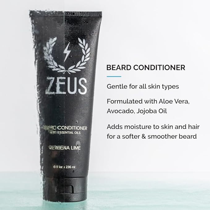 ZEUS Starter Beard Wash & Beard Oil Kit for Men, Softens, Hydrates & Moisturizes Facial Hair, Promotes Healthy Growth & Shine (Made In USA) Sandalwood