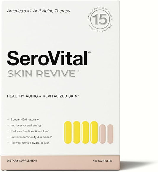 Serovital Skin Revive - Anti Aging Supplement – Dual Action Day/Night Formula for Collagen Support, Skin Hydration, Fine Line Reduction – 30-Day Supply