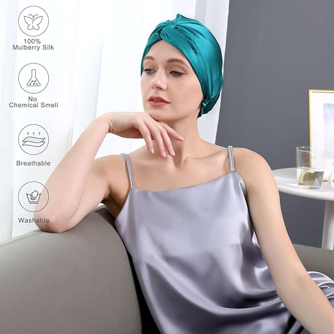 DAISYSILK 100 Pure Mulberry Silk Hair Bonnet for Sleeping Silk Hair Wrap for Women