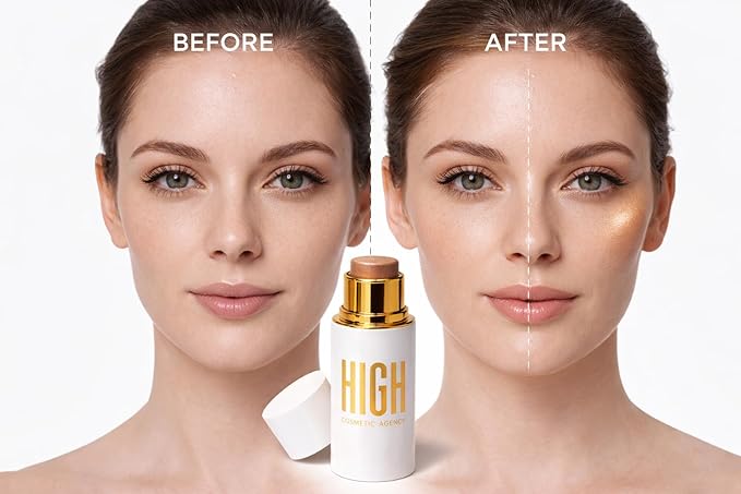 Concealer Light Bronzer & Contour Stick Set for Bronze Skin, Seamless Blend, Long-Wear, Natural Luminous Finish,Cream Stick for Bronze Skin,HIGH COSMETIC AGENCY