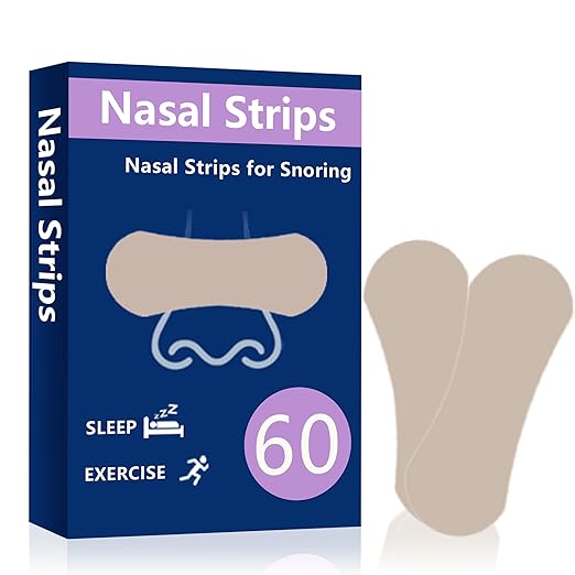 HuiPoLii Nasal Strips for Snoring(60 Count),Nose Strips for Breathing,Invisible Strong and Effective Nasal Strips, Anti-Snoring, Suitable for Both Men and Women.