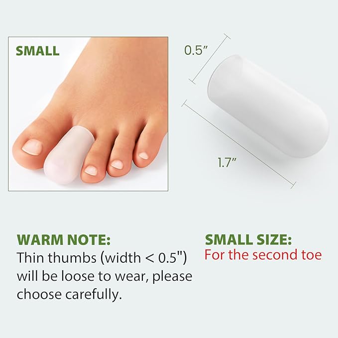 Bukihome Small Gel Toe Protectors - 8 Pack Toe Sleeves with Aloe Vera Extract - Silicone Toe Caps and Toe Protectors for Corns, Calluses, Blisters, Ingrown Toenails