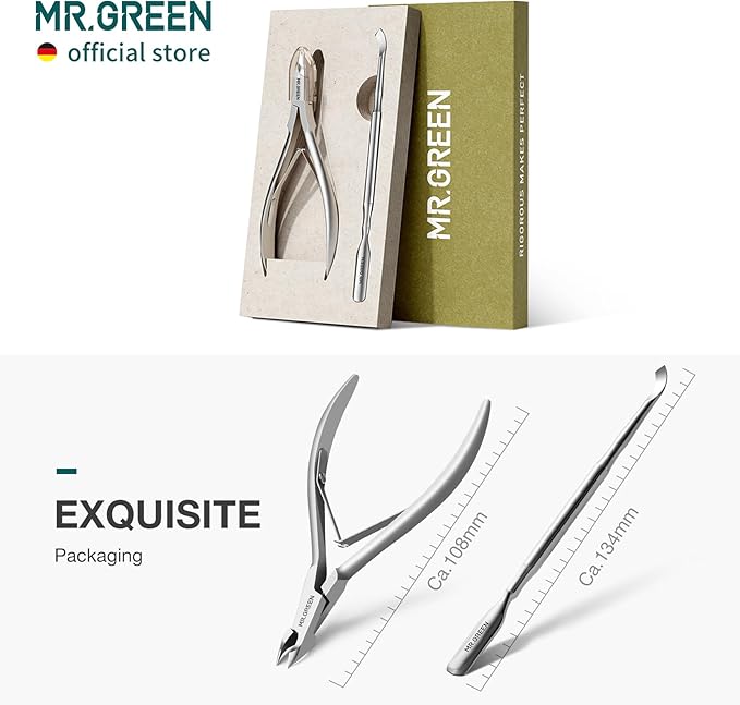 MR.GREEN Cuticle Nippers Nail Manicure Scissors Cuticle Clippers Trimmer Dead Skin Remover Stainless Steel Cutters Beauty Tool With Pusher (Mr-1028+Pusher)