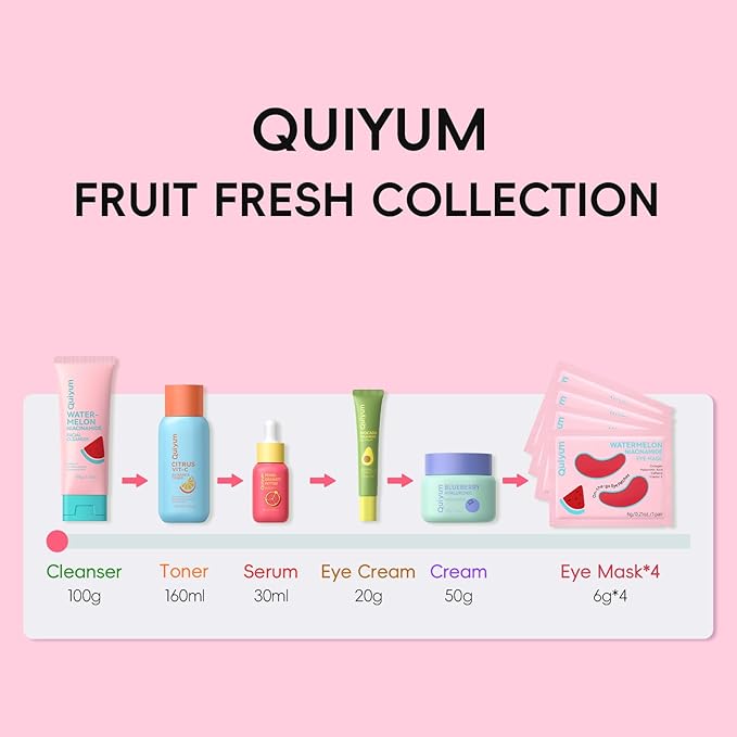 Early Anti-Aging Skincare Set, for Light Mature Skin, 6-Piece Natural Fruit Kit with Peptide, Vitamin C & Ceramide - Reduces Fine Lines & Dull Skin, Birthday Gifts for Women, Christmas Gift