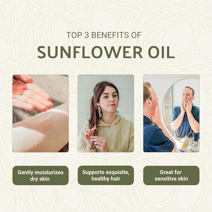 Nature Packaged Sunflower Carrier Oil (32oz) - Direct from EIR Oils' Farmland in the Sunny Fields of Spain - 100% Pure Carrier Oil for Hair, Face, and Skin