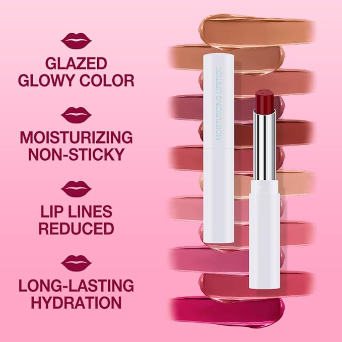 QIDSTERS Tinted Lip Balm Moisturizing Lipstick, Red Berry Hydrating Lipstick for Women, 24 Hour Long Lasting Moisturization Lip Gloss Stain Makeup, Lightweight Non Greasy Moisturizer Lips, 12
