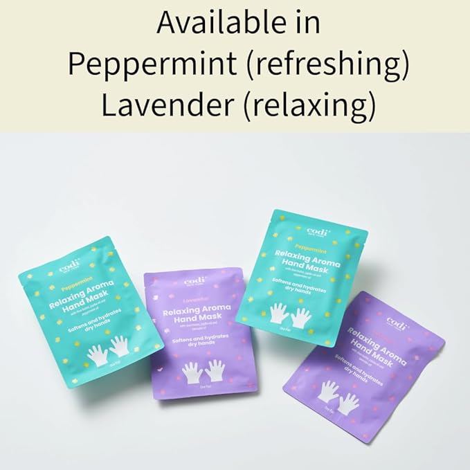 Relaxing Aroma Hand Mask 6 Pairs | Natural Scent | Soothes & Hydrates Dry Hands | Hydrating Hand Treatment for Rough Skin & Dry Cuticles | Korean Skincare (Peppermint + Lavender)