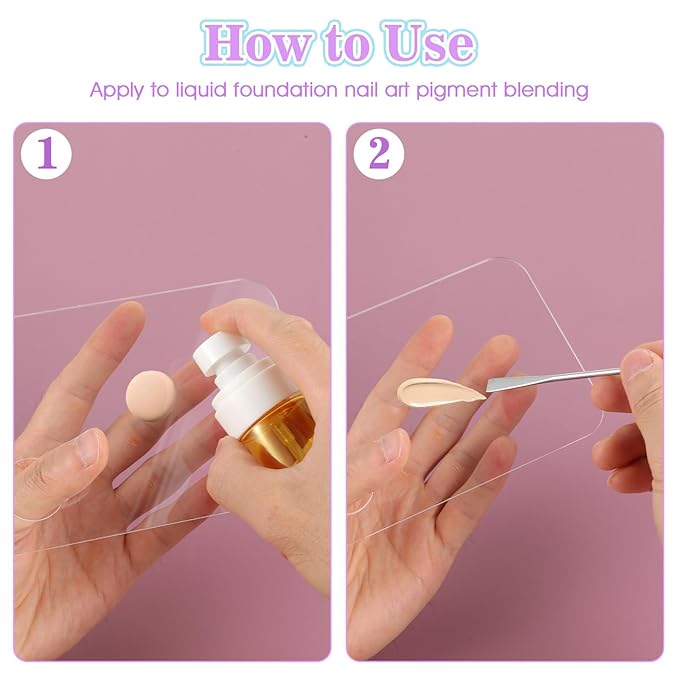 3Pcs Acrylic Makeup Palette Makeup Mixing Tray with Makeups Spatula Metal Mirror for Beauty Salon Color Cream Liquid Foundation Mixing Palette Eye Shadow Lipsticks Nail Art