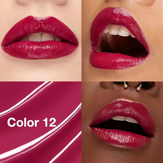 QIDSTERS Tinted Lip Balm Moisturizing Lipstick, Red Berry Hydrating Lipstick for Women, 24 Hour Long Lasting Moisturization Lip Gloss Stain Makeup, Lightweight Non Greasy Moisturizer Lips, 12