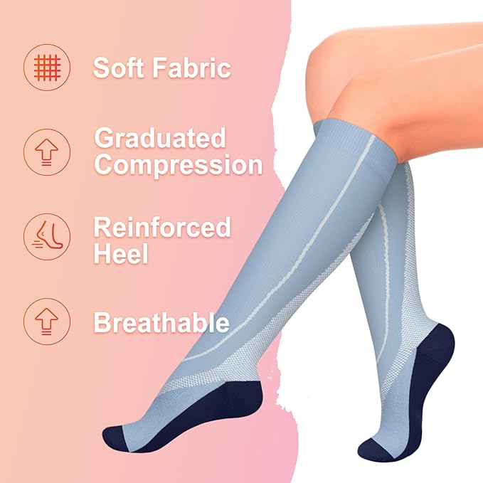 Iseasoo 4 Pairs Compression Socks for Women Circulation-Best Support for Nurses,Running,Athletic,Travel