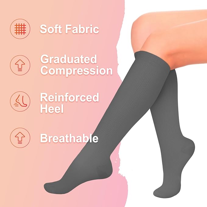 Iseasoo 4 Pairs Compression Socks for Women Circulation-Best Support for Nurses,Running,Athletic,Travel