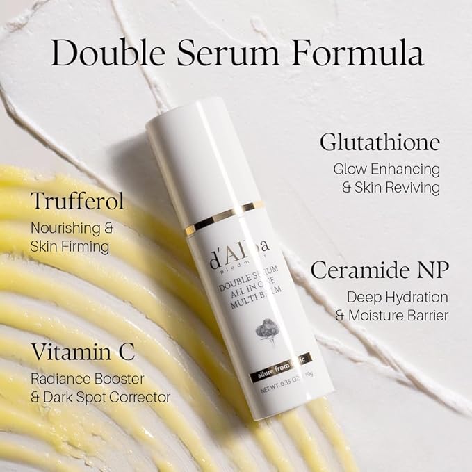 d'alba Piedmont White Truffle Double Serum All-in-one Multi Balm, Stick Balm, Vegan Skincare with Vitamin C and Vegan Collagen, 3-in-1 Anti Wrinkle, Eye Treatment, Dark Spot Remover