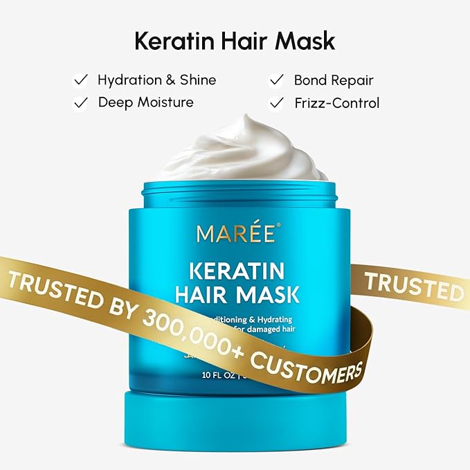 MAREE 10-in-1 Heat Protection Spray for Hair – Heat Protectant for Hair with Keratin, Collagen & Argan Oil – Frizz Control Hair Spray Women Care Product – Anti Frizz Protector de Calor para el Cabello