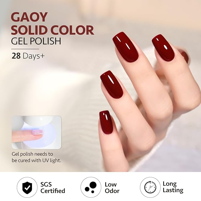 GAOY Red Gel Nail Polish, 16ml Soak Off Gel Polish, UV Light Cure for Nail Art DIY Manicure at Home, 1008 Crimson Red