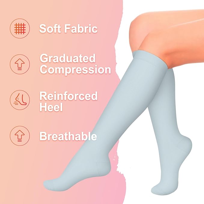 Iseasoo 4 Pairs Compression Socks for Women Circulation-Best Support for Nurses,Running,Athletic,Travel