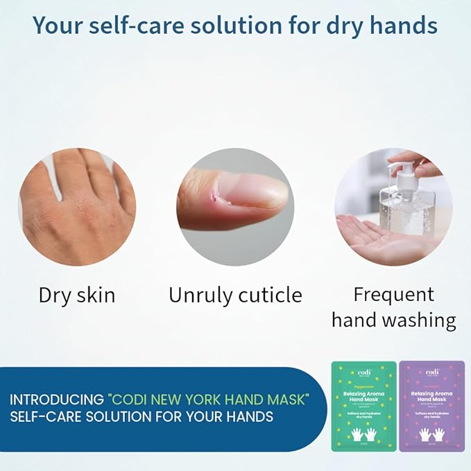 Relaxing Aroma Hand Mask 6 Pairs | Natural Scent | Soothes & Hydrates Dry Hands | Hydrating Hand Treatment for Rough Skin & Dry Cuticles | Home Spa Gloves | Korean Skincare (Lavender)