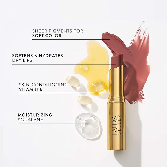 LAURA GELLER NEW YORK Jelly Balm Moisturizing Tinted Lip Balm - Just Peachy - Hydrating Vitamin E - Semi-Shine Finish