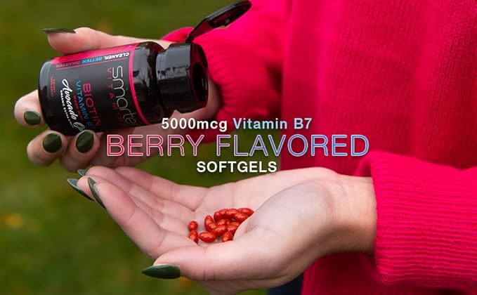 Smarter Biotin 5000mcg in Avocado Oil, Vitamin B7, Hair, Skin & Nail Support, Non-GMO, 90 Mini Liquid Softgels, No Soy