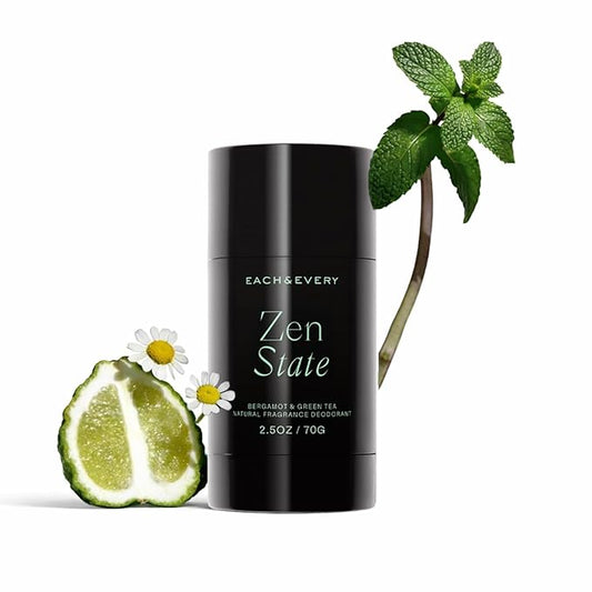 Each & Every Aluminum-Free Deodorant for Women & Men - All Natural Deodorant for Sensitive Skin - Vegan & Baking Soda Free - Long Lasting Odor Control - Bergamot & Green Tea Natural Fragrance, 2.5oz